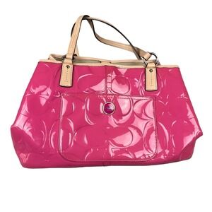 Coach Pink Patent Leather Shoulder Bag with Glossy Finish